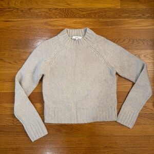 Vince Women's 100% Cashmere Shrunken Mock Neck Sweater in Cream/gray - Size XS